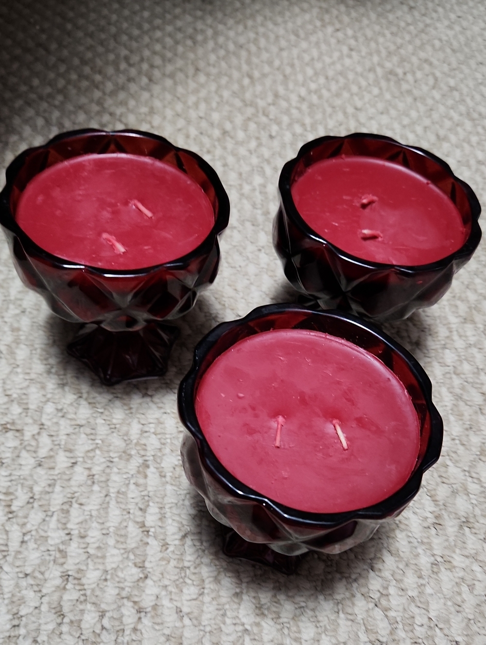Threshold Deep Red Glass Bowl Candles - Trio Decorative Accent